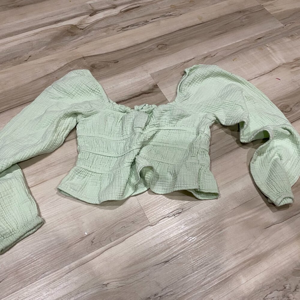 Wild Fable Sage Green Smocked Crop Top XS